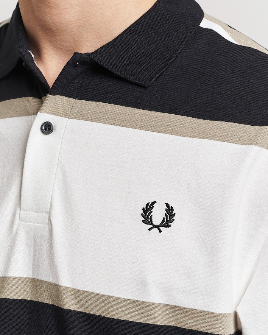 Herre | Trøjer | Fred Perry | Relaxed Striped Rugby Shirt Snow White/Navy