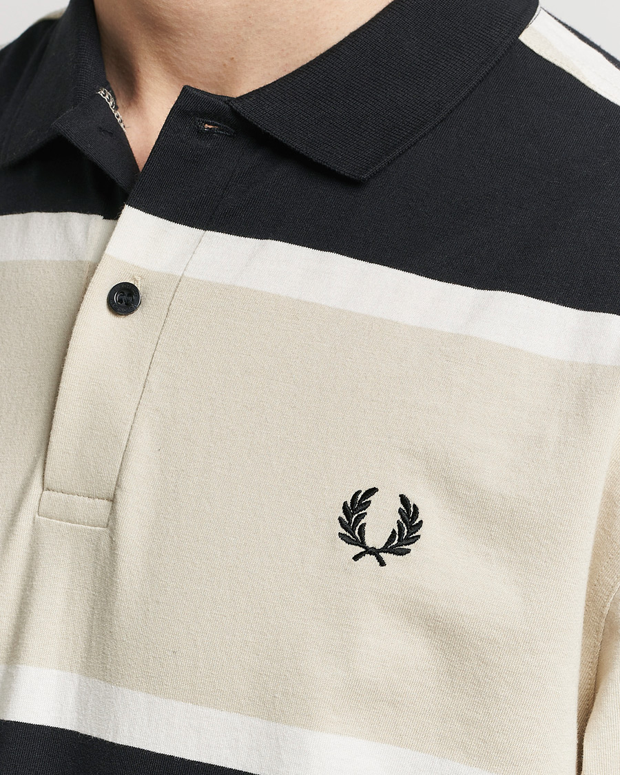 Herre | Trøjer | Fred Perry | Relaxed Striped Rugby Shirt Oatameal/Black