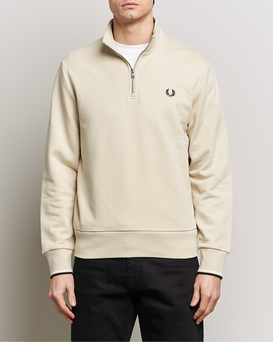 Herre | Best of British | Fred Perry | Half Zip Sweatshirt Oatmeal