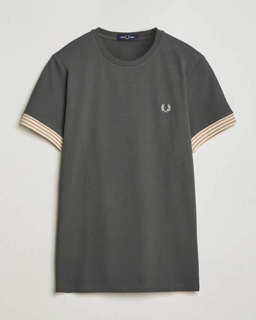 Herr |  | Fred Perry | Striped Cuff Crew Neck T-Shirt Field Green