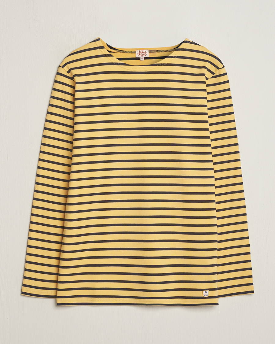 Herre | T-Shirts | Armor-lux | Houat Héritage Stripe Long Sleeve T-Shirt Yellow/Marine