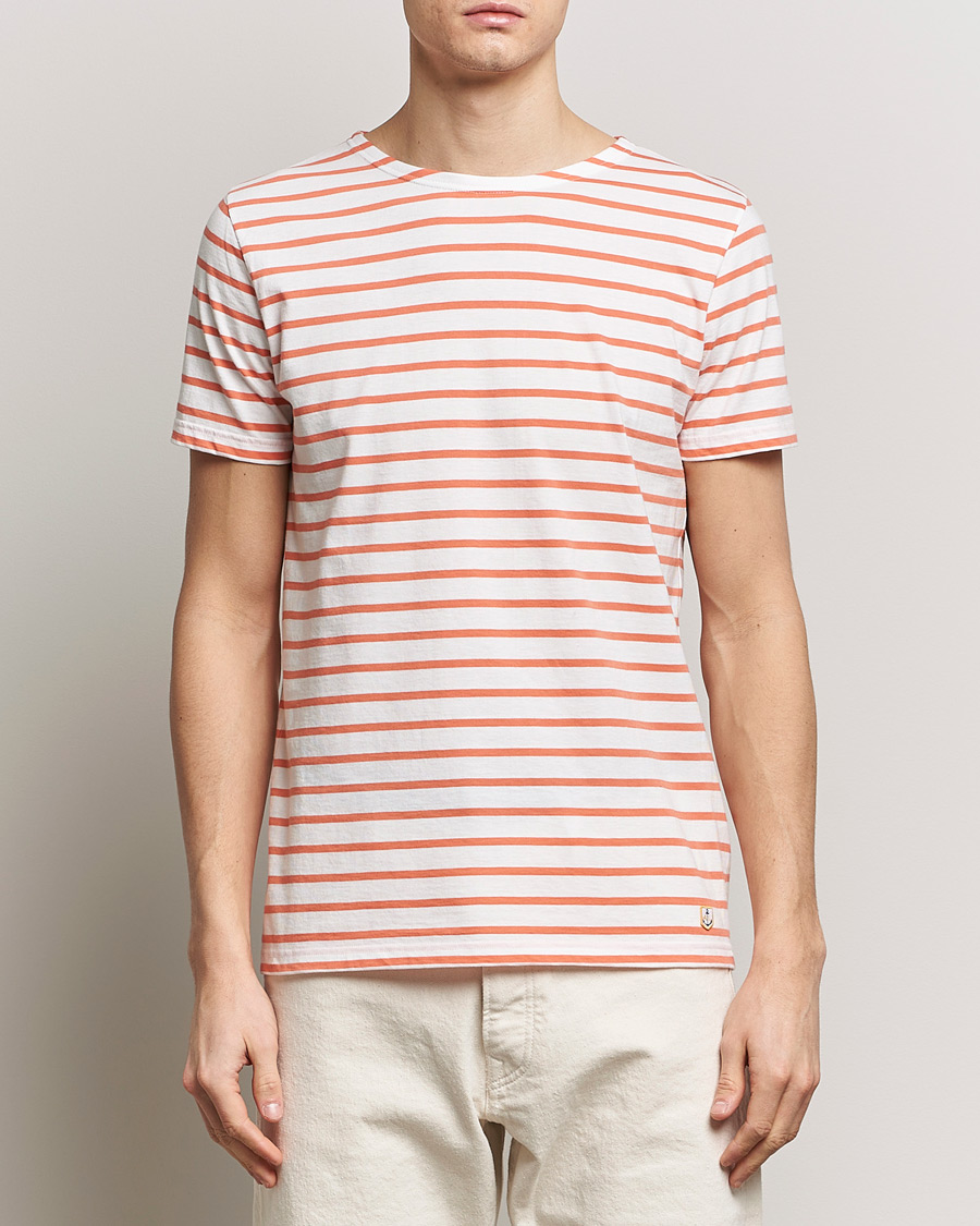 Herre | Tøj | Armor-lux | Hoëdic Boatneck Héritage Stripe T-shirt Milk/Coral