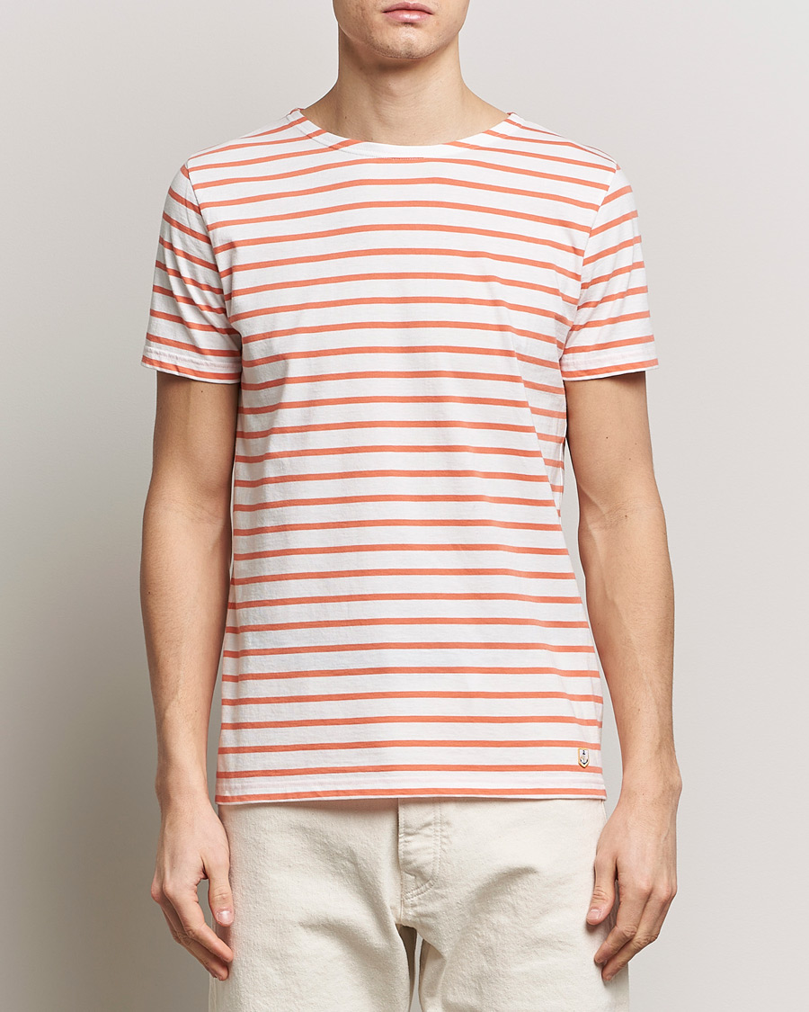 Herre | Afdelinger | Armor-lux | Hoëdic Boatneck Héritage Stripe T-shirt Milk/Coral