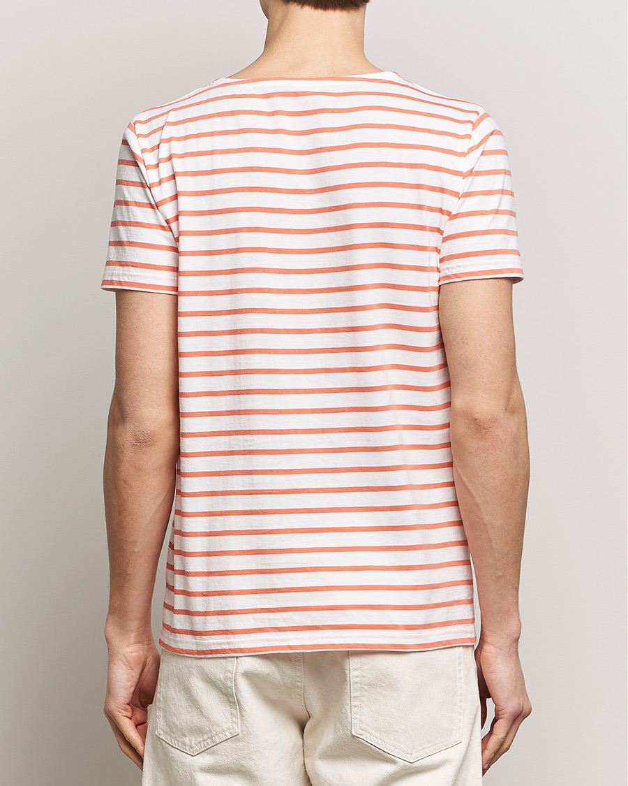 Herre | T-Shirts | Armor-lux | Hoëdic Boatneck Héritage Stripe T-shirt Milk/Coral