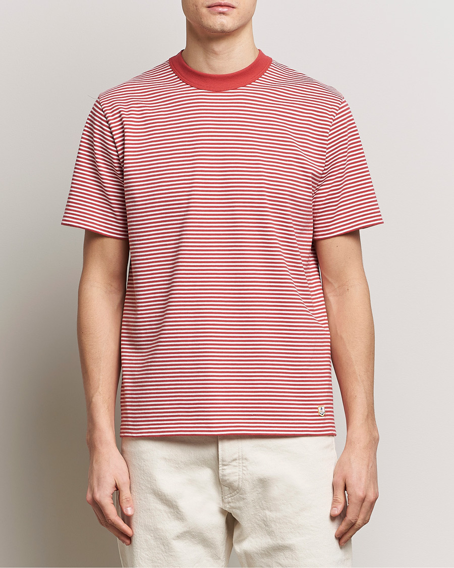 Herre | Tøj | Armor-lux | Callac Héritage Stripe T-Shirt Cardinal/Milk