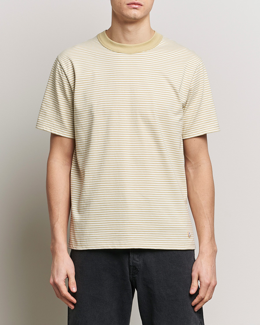 Herre | Kortærmede t-shirts | Armor-lux | Callac Héritage Stripe T-Shirt Pale Olive/Milk
