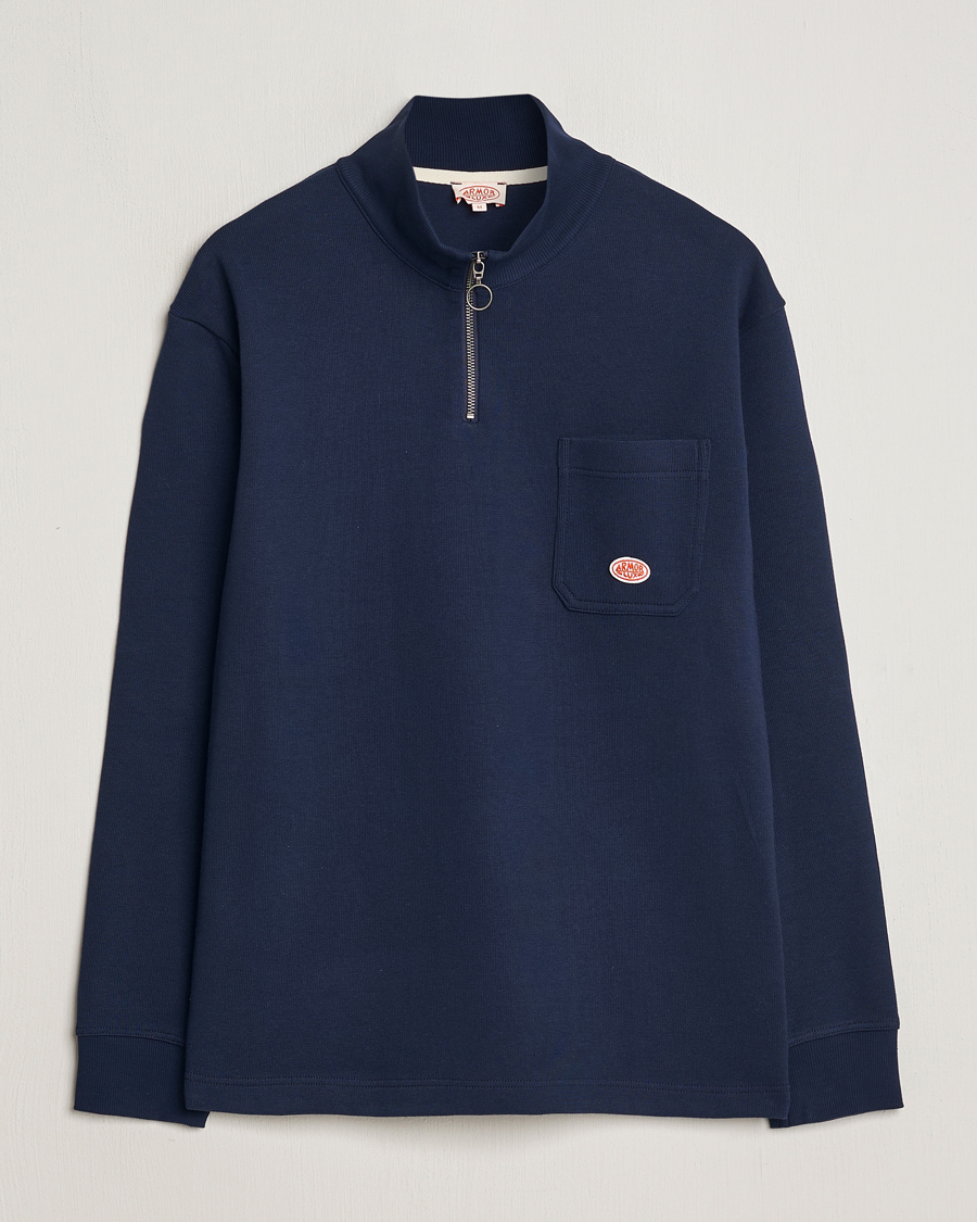 Herre | Trøjer | Armor-lux | Camionneur Cotton Half Zip Sweater Deep Marine