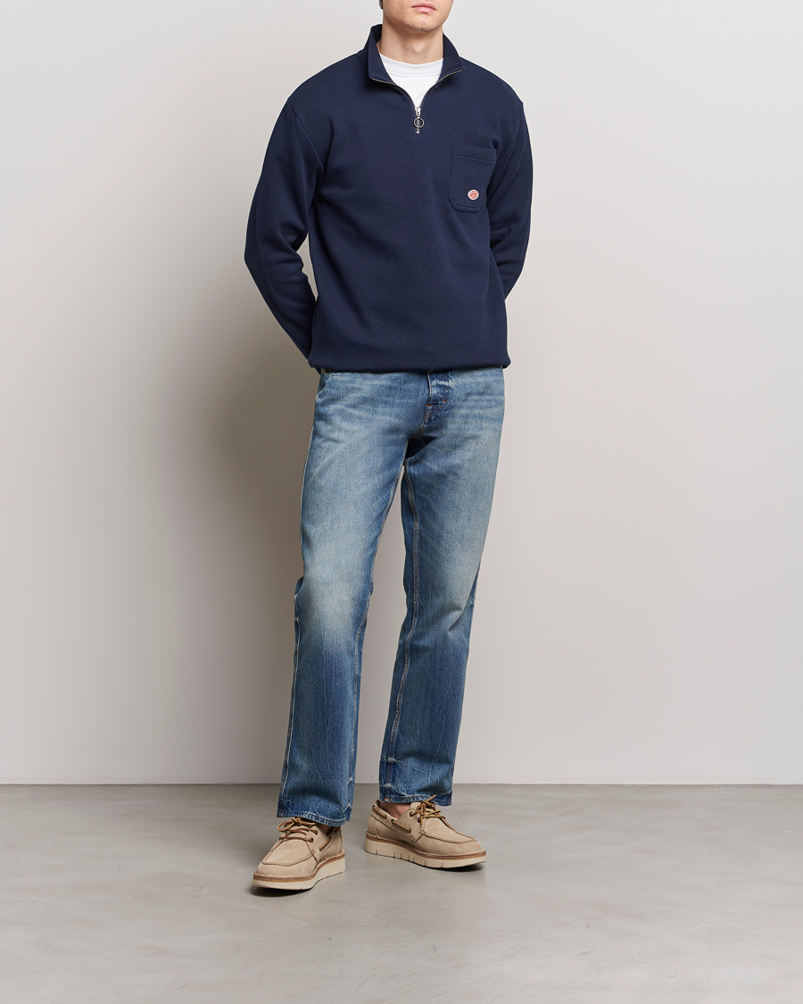 Herre | Trøjer | Armor-lux | Camionneur Cotton Half Zip Sweater Deep Marine