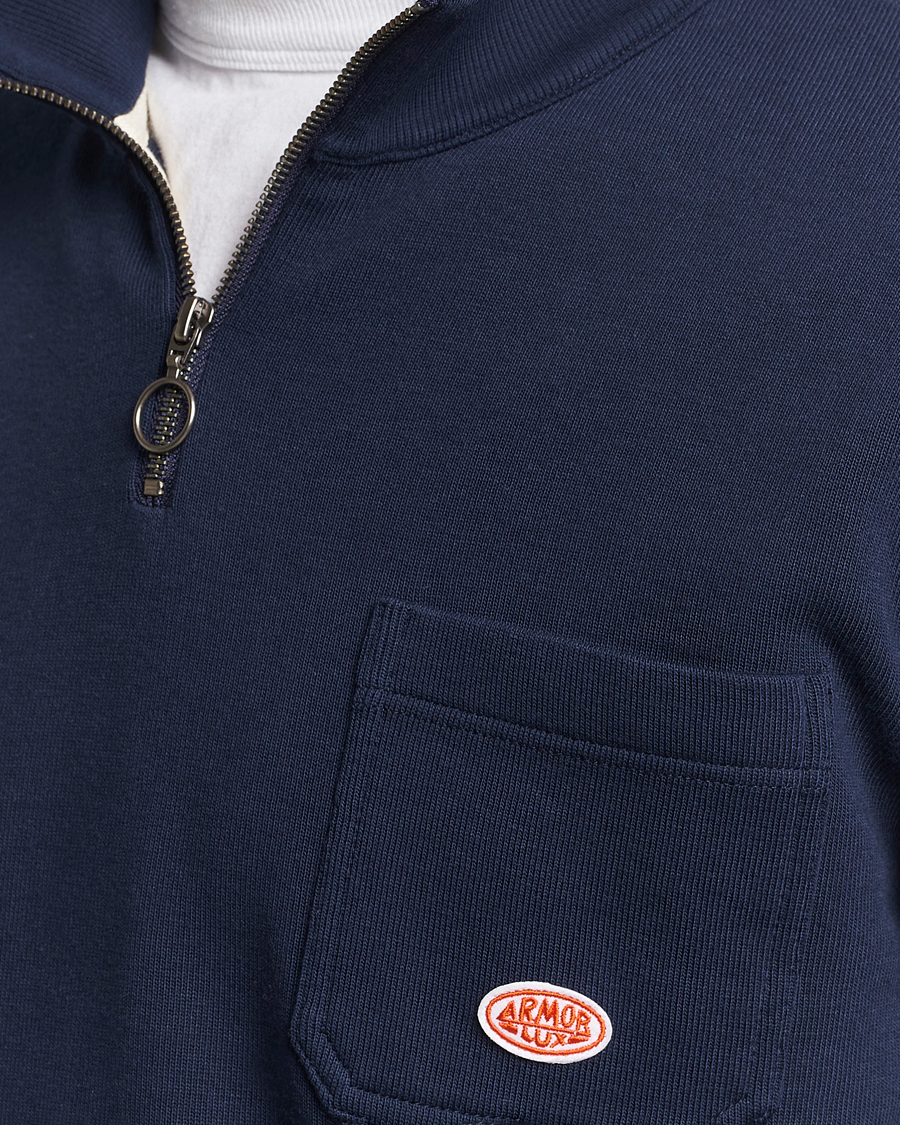 Herre | Trøjer | Armor-lux | Camionneur Cotton Half Zip Sweater Deep Marine