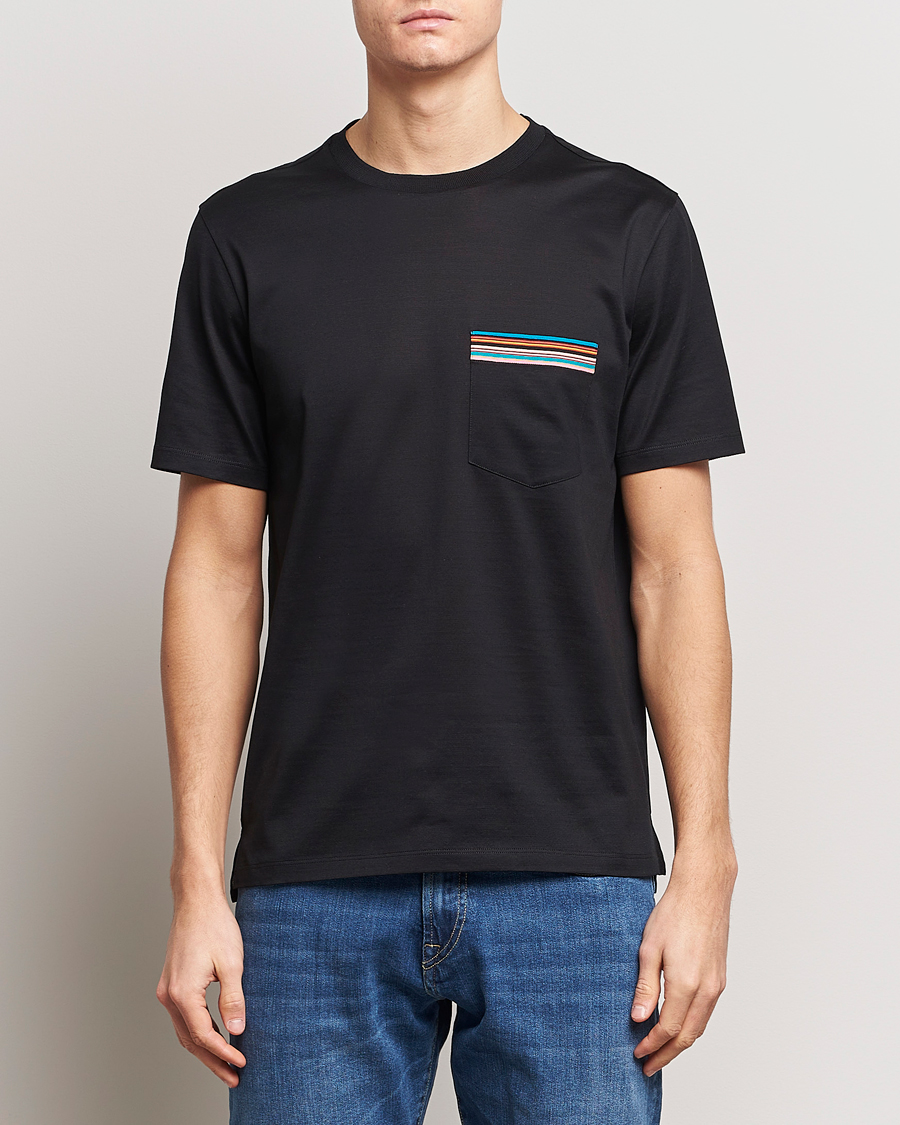 Herre | Sorte t-shirts | Paul Smith | Striped Pocket Crew Neck T-Shirt Black