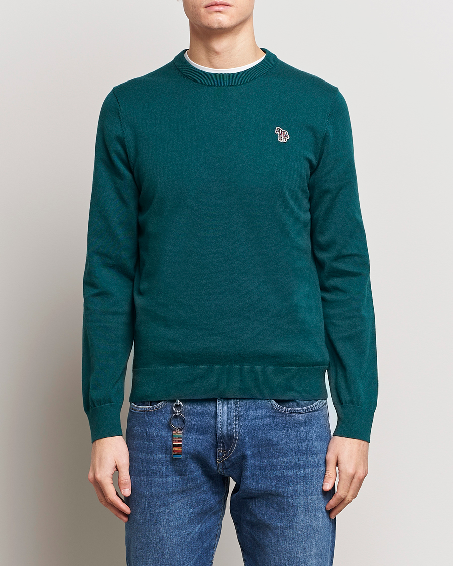 Herre | Best of British | PS Paul Smith | Zebra Cotton Knitted Sweater Dark Green