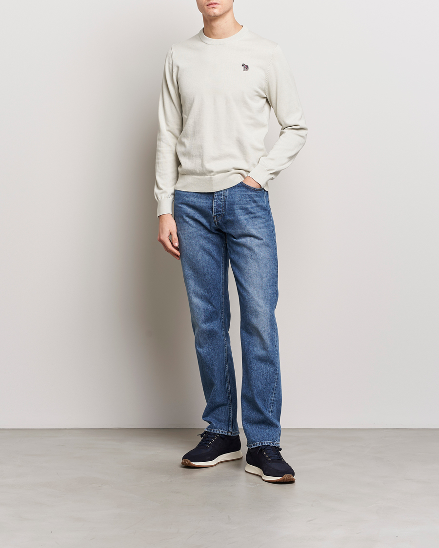Herre | Trøjer | PS Paul Smith | Zebra Cotton Knitted Sweater Washed Grey