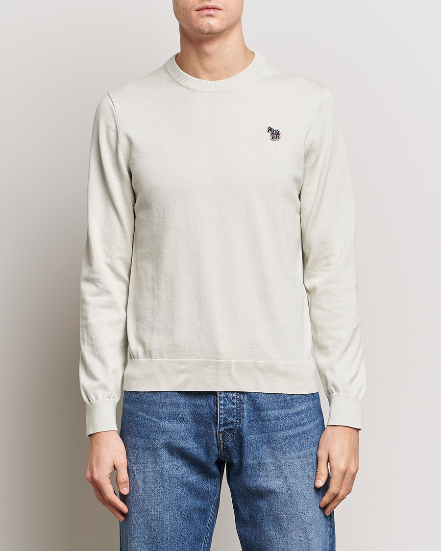 Herre | Paul Smith | PS Paul Smith | Zebra Cotton Knitted Sweater Washed Grey