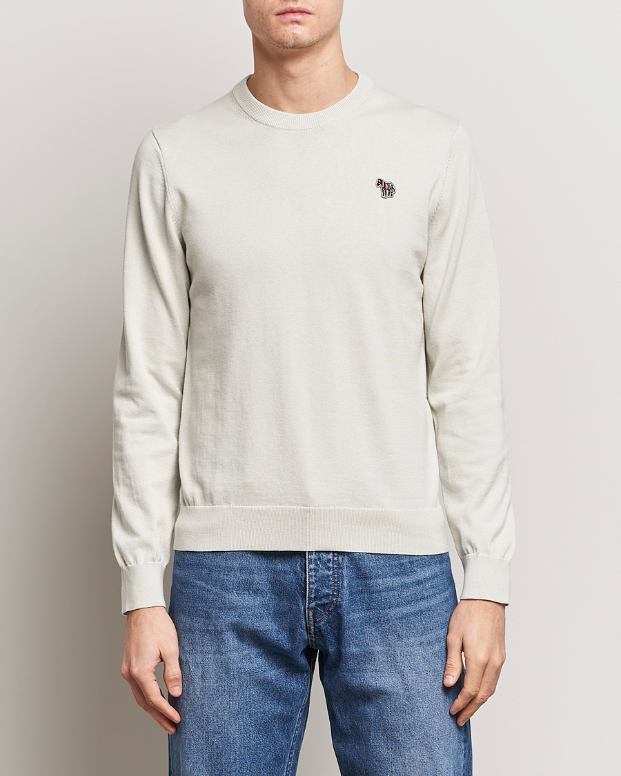 Herre | Strikkede trøjer | PS Paul Smith | Zebra Cotton Knitted Sweater Washed Grey