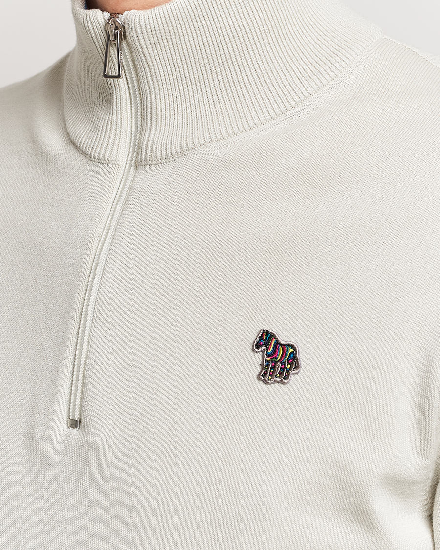 Herre | Trøjer | PS Paul Smith | Zebra Cotton Knitted Half Zip Washed Grey