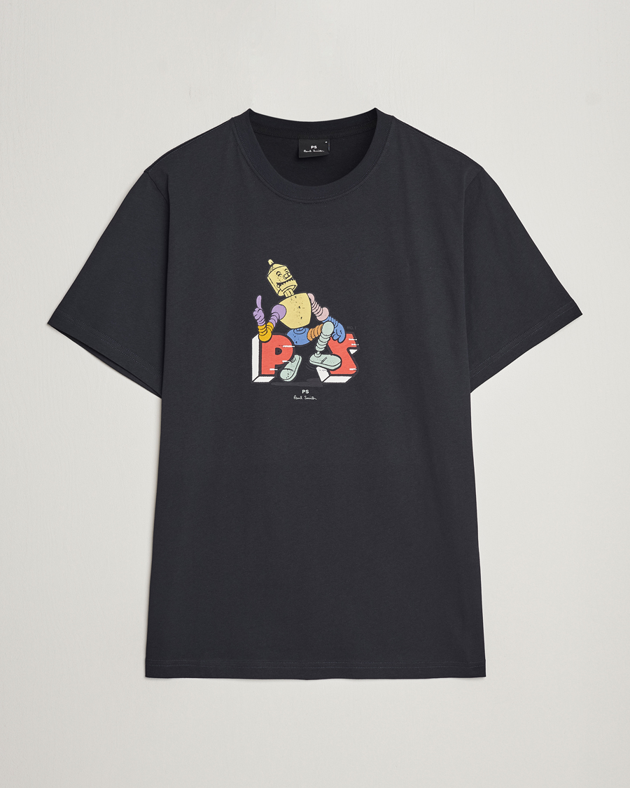 Herre | T-Shirts | PS Paul Smith | Robot Crew Neck T-Shirt Navy