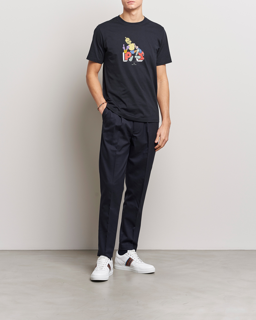 Herre | T-Shirts | PS Paul Smith | Robot Crew Neck T-Shirt Navy