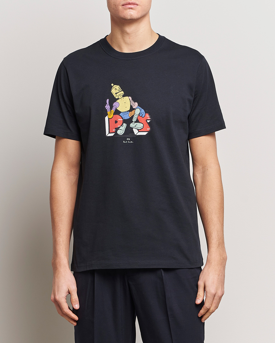 Herre | Kortærmede t-shirts | PS Paul Smith | Robot Crew Neck T-Shirt Navy