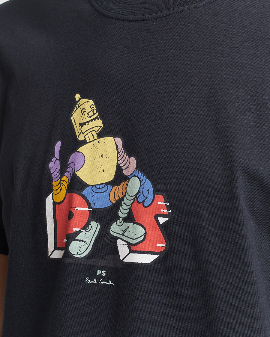 Herre | T-Shirts | PS Paul Smith | Robot Crew Neck T-Shirt Navy