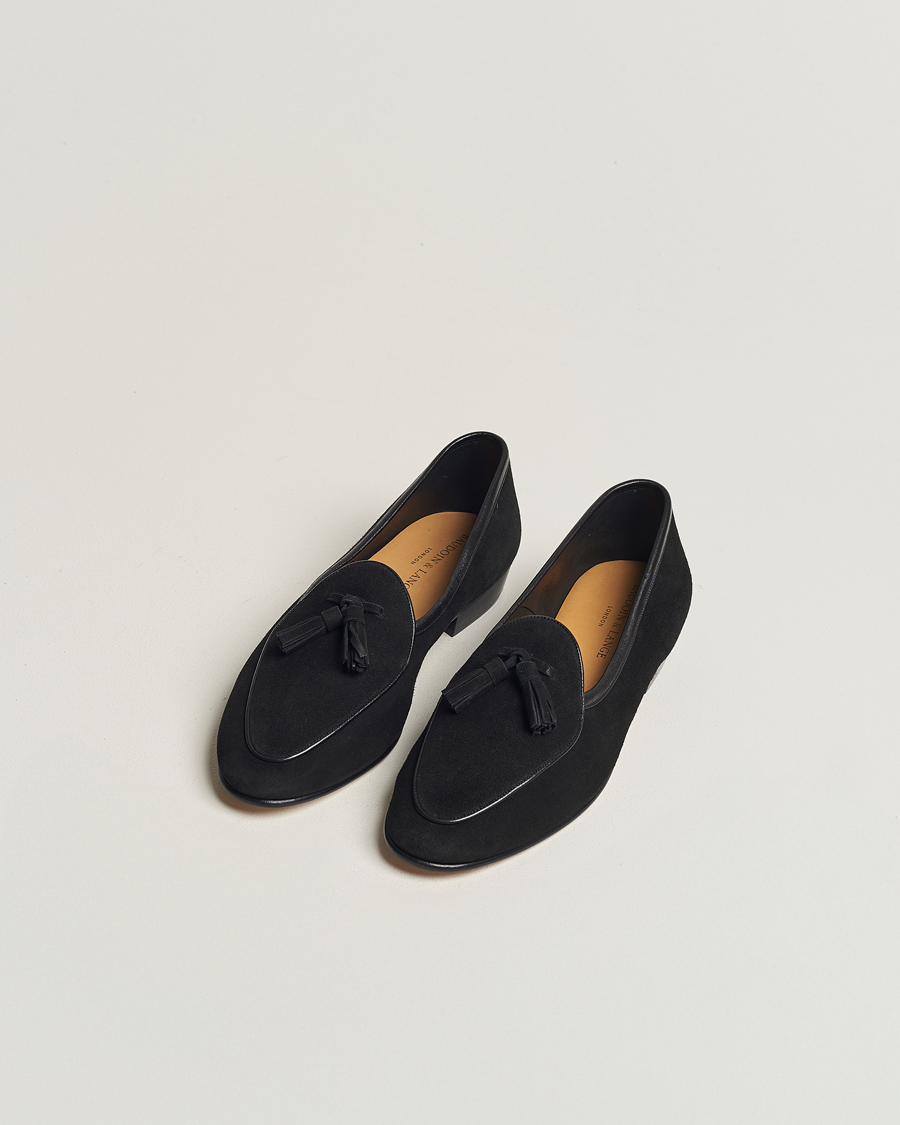 Herre | Baudoin & Lange Sagan Classic Tassel Loafers Black Suede | Baudoin & Lange | Sagan Classic Tassel Loafers Black Suede