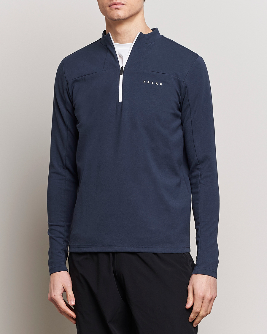 Herre | Loyalitetstilbud | Falke Sport | Falke Organic Cotton Mix Half Zip Space Blue