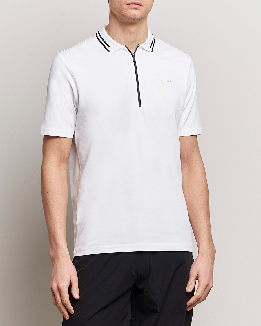 Herr |  | Falke Sport | Falke Zip Polo Shirt White