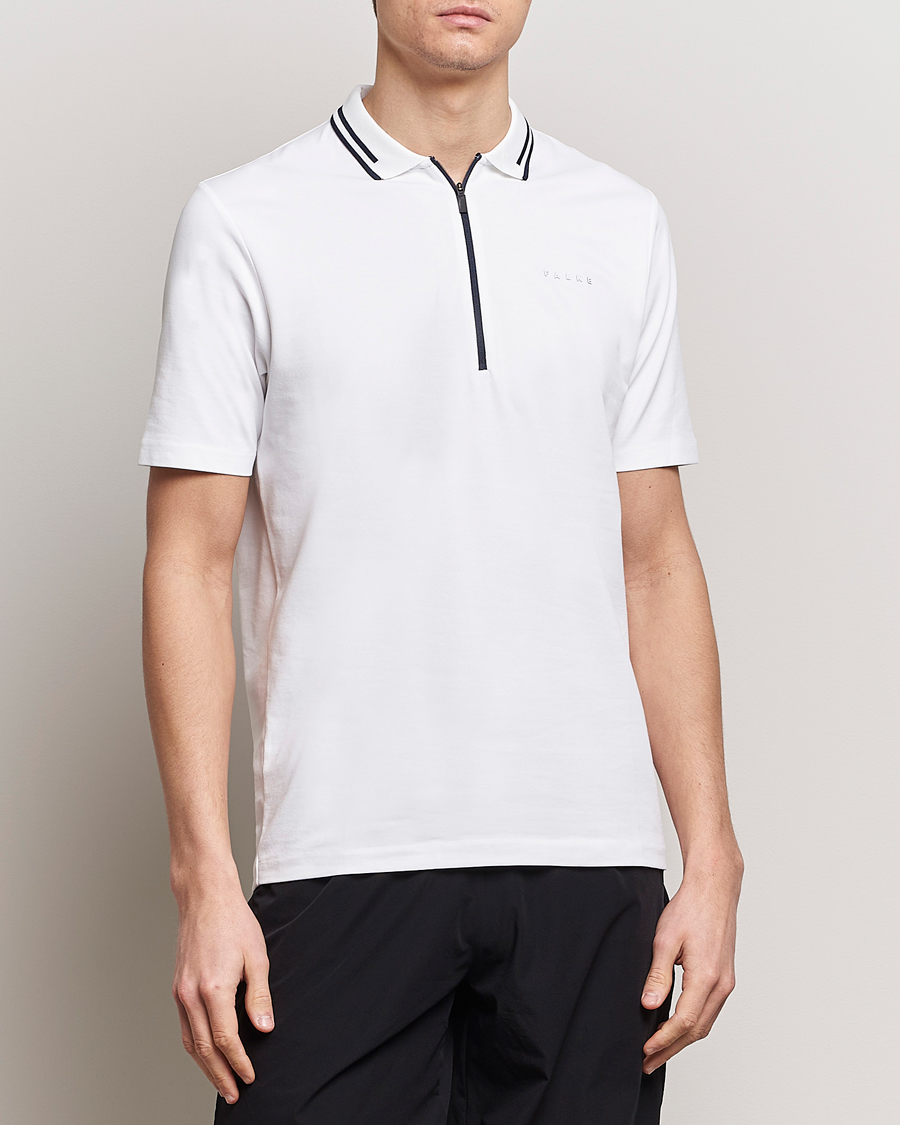 Herre |  | Falke Sport | Falke Zip Polo Shirt White