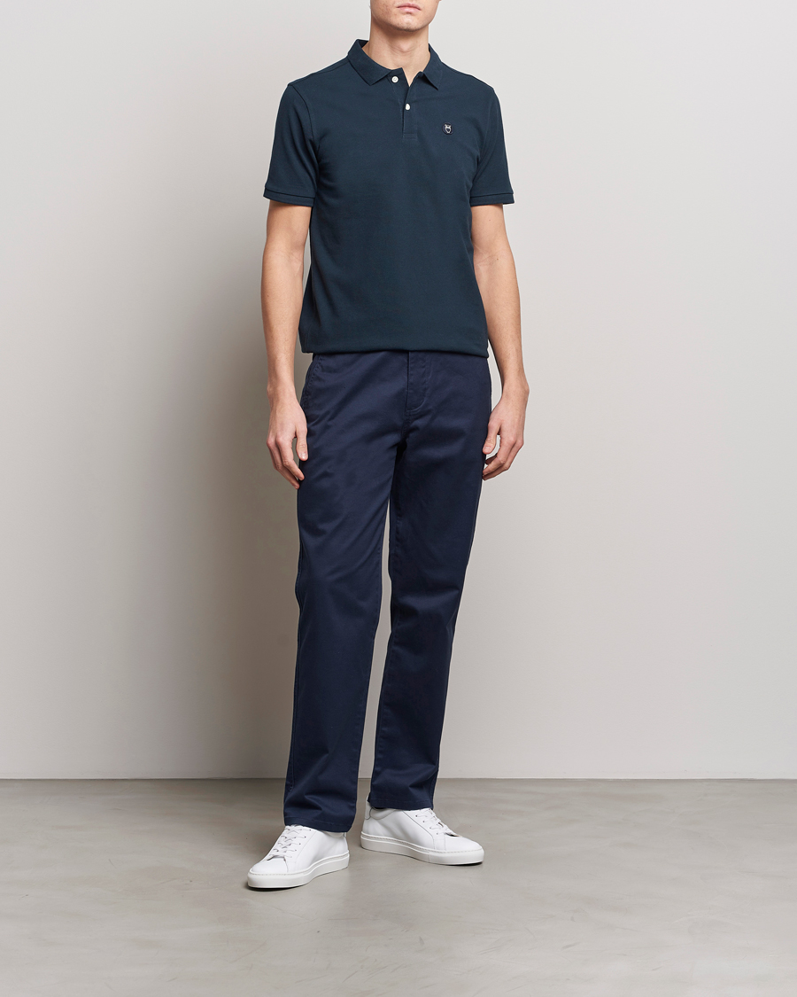 Herre | Polotrøjer | KnowledgeCotton Apparel | Toke Badge Polo Total Eclipse