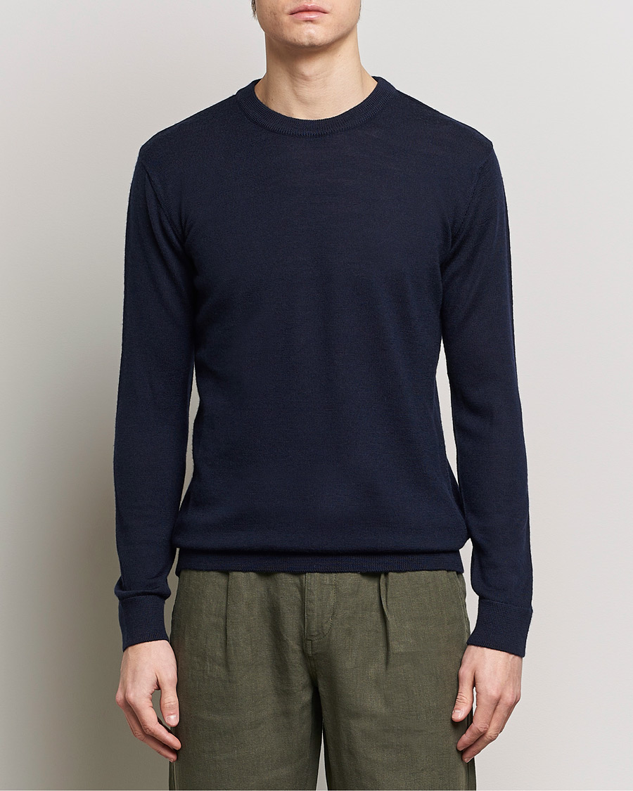 Herre | Trøjer | KnowledgeCotton Apparel | Regular Merino Knit Crew Neck Total Eclipse