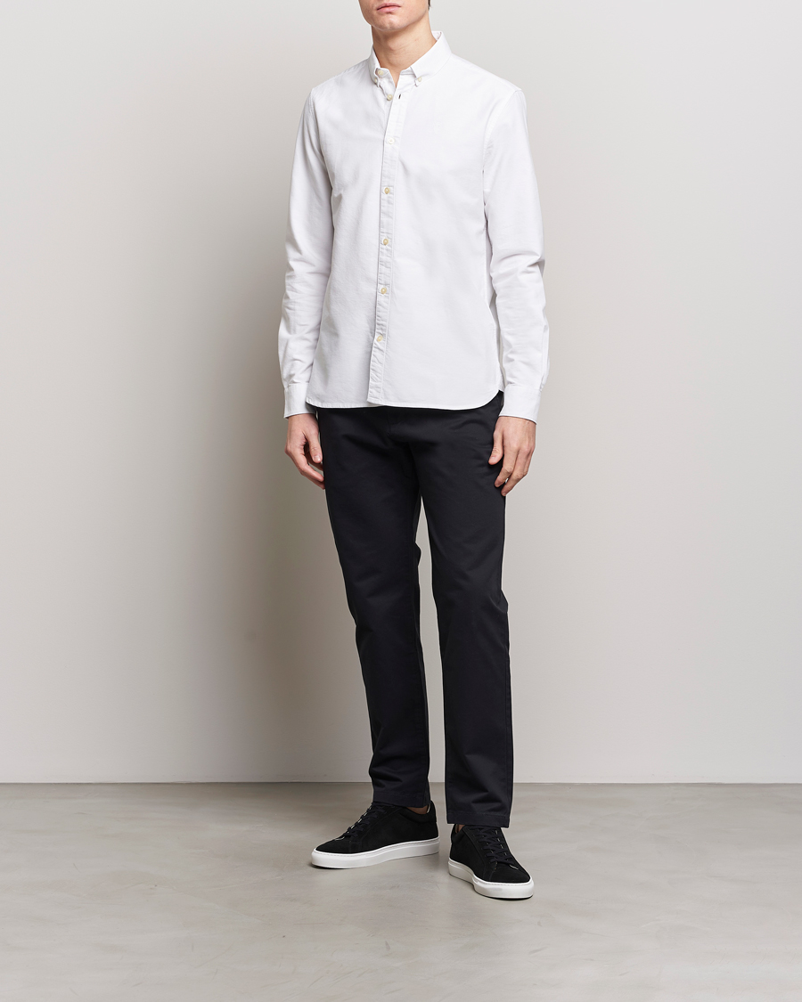 Herre | Skjorter | KnowledgeCotton Apparel | Harald Small Owl Regular Oxford Shirt Bright White