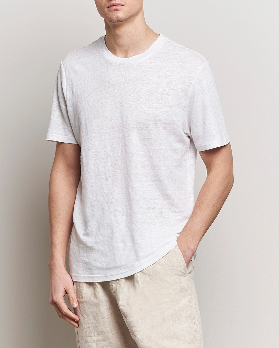 Herre | Hvide t-shirts | KnowledgeCotton Apparel | Organic Linen T-Shirt Bright White