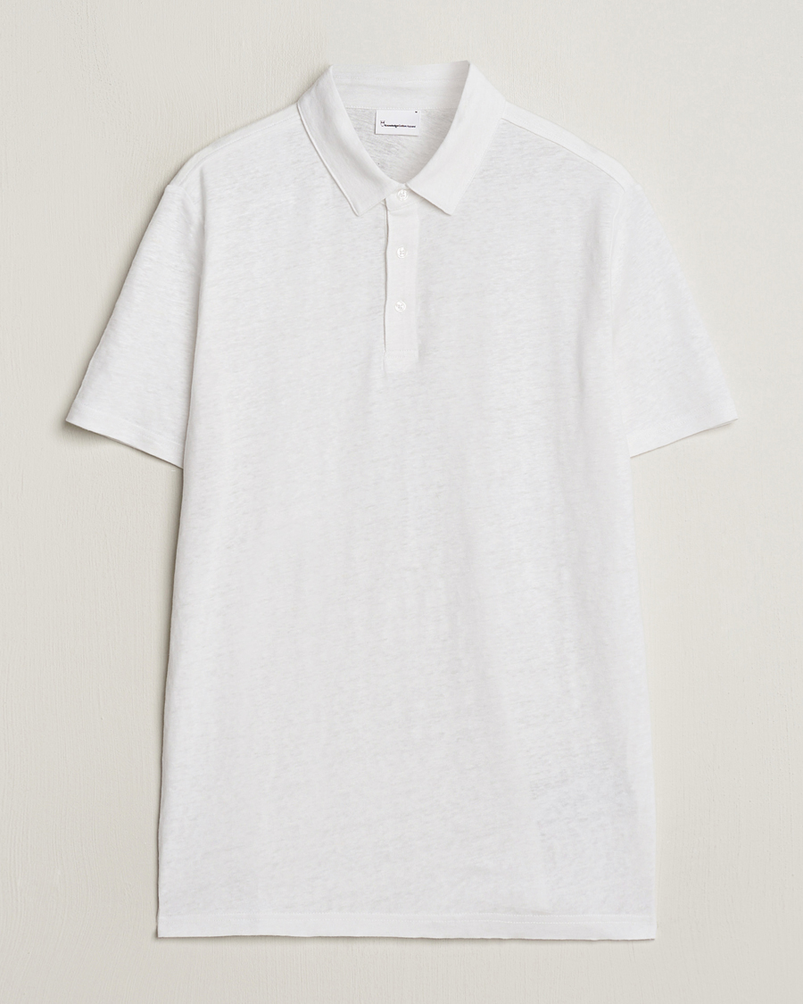 Herre | Polotrøjer | KnowledgeCotton Apparel | Regular Linen Polo Bright White