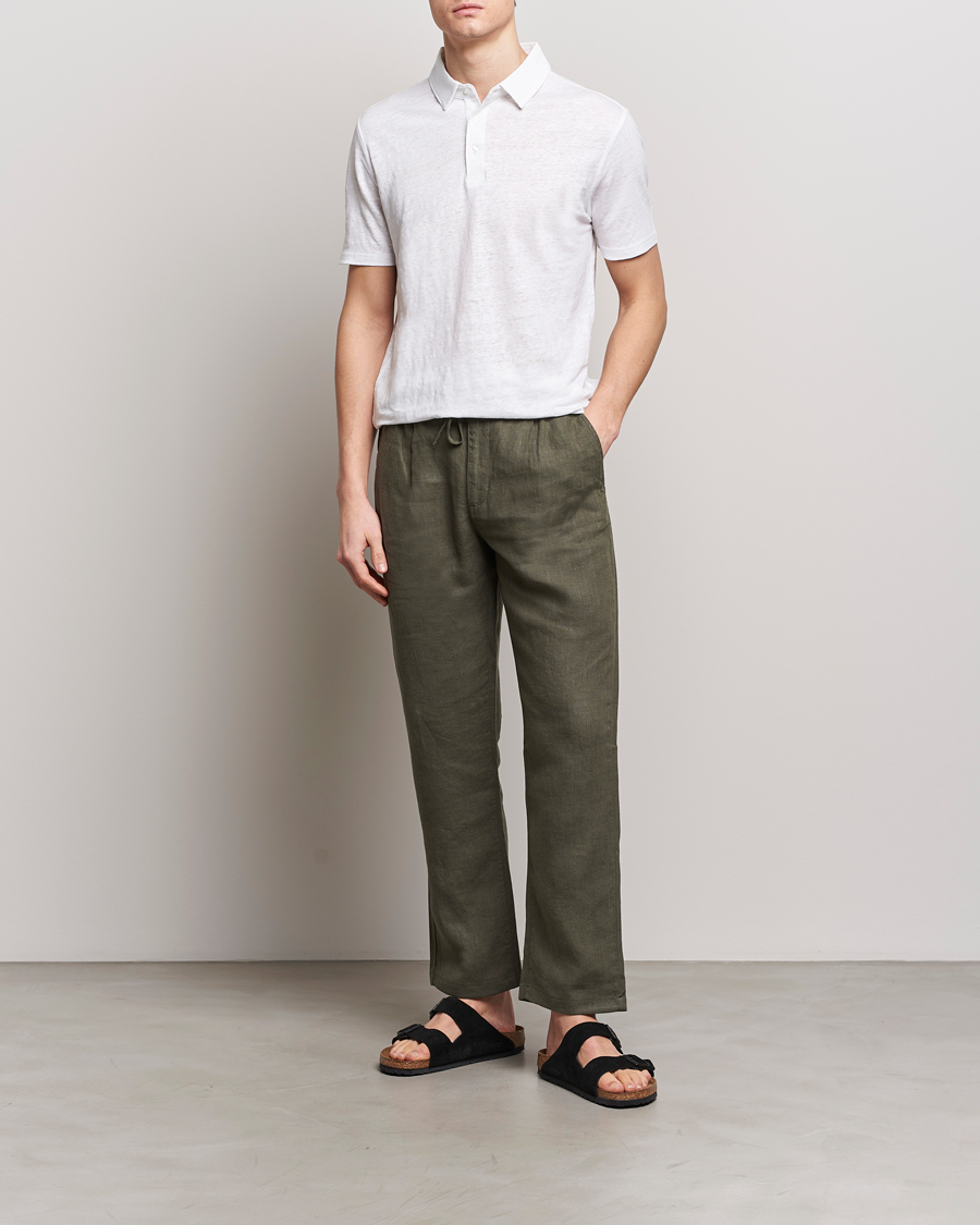 Herre | Polotrøjer | KnowledgeCotton Apparel | Regular Linen Polo Bright White