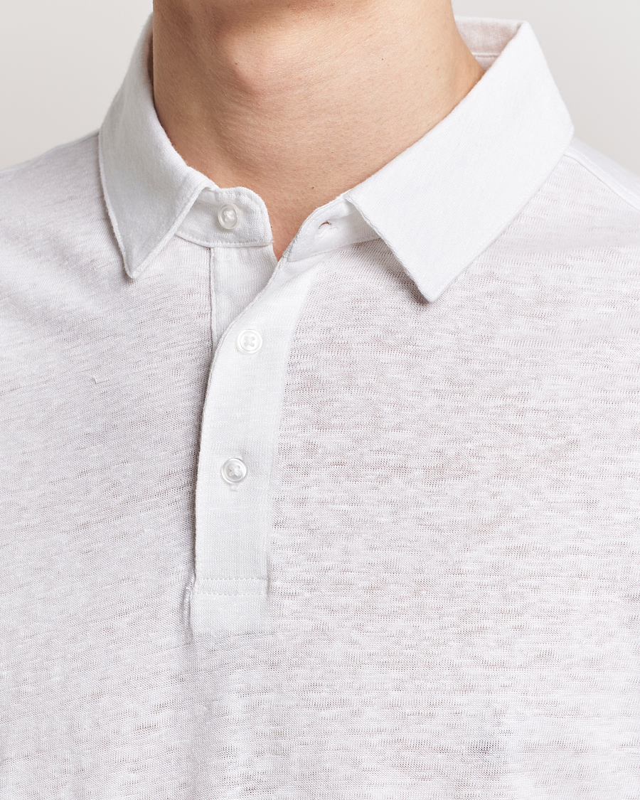 Herre | Polotrøjer | KnowledgeCotton Apparel | Regular Linen Polo Bright White