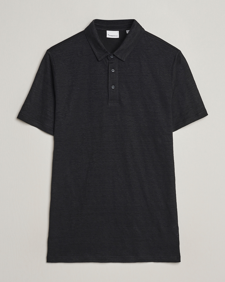 Herre |  | KnowledgeCotton Apparel | Regular Linen Polo Jet Black