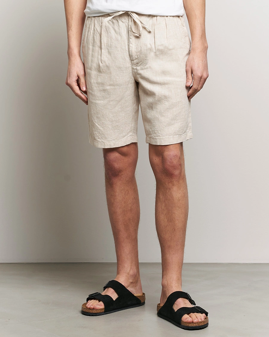 Herre | Tøj | KnowledgeCotton Apparel | Loose Linen Shorts Light Feather Gray