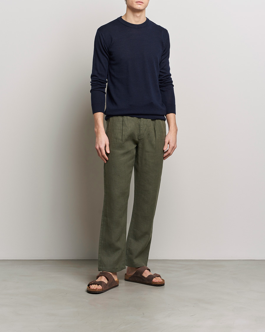 Herre | Bukser | KnowledgeCotton Apparel | Loose Linen Pants Burnt Olive