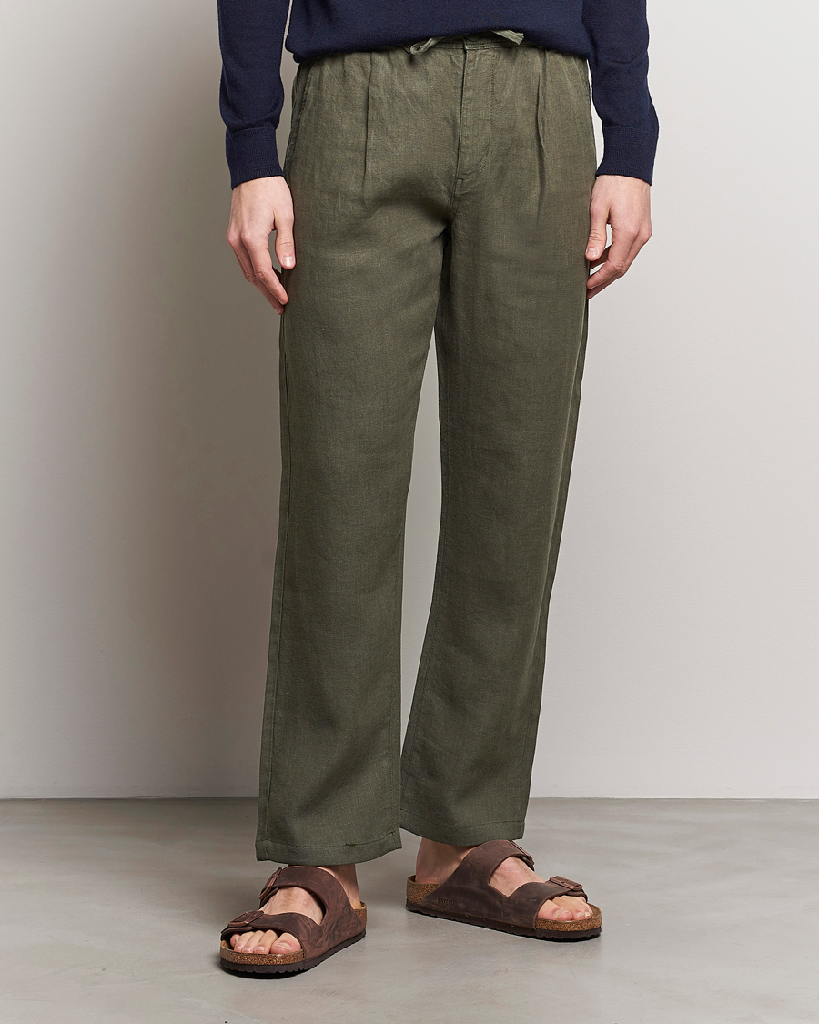 Herre | Bukser | KnowledgeCotton Apparel | Loose Linen Pants Burnt Olive