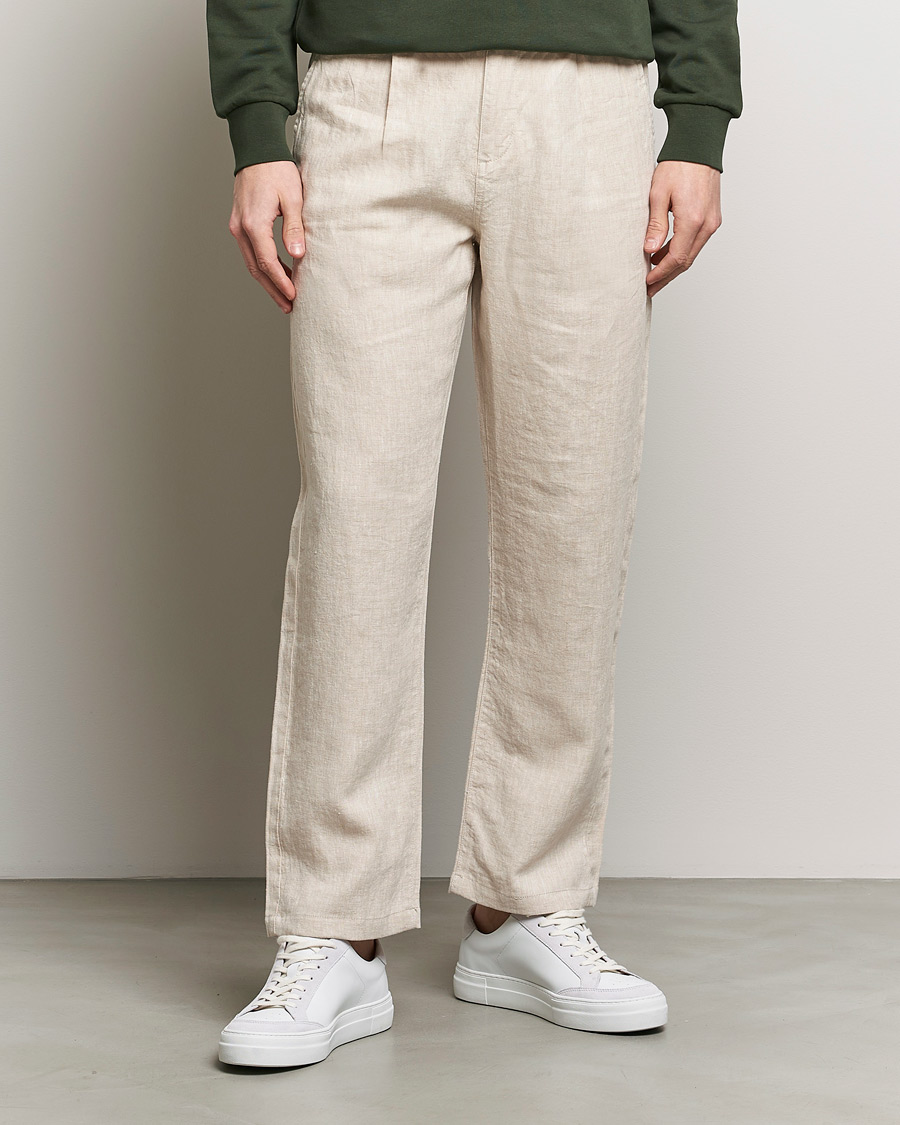 Herre | Bukser | KnowledgeCotton Apparel | Loose Linen Pants Light Feather Grey