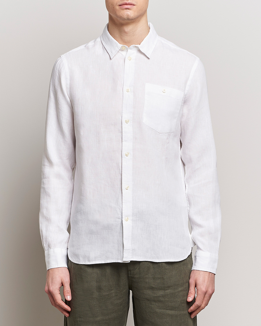 Herre | Skjorter | KnowledgeCotton Apparel | Regular Linen Shirt Bright White