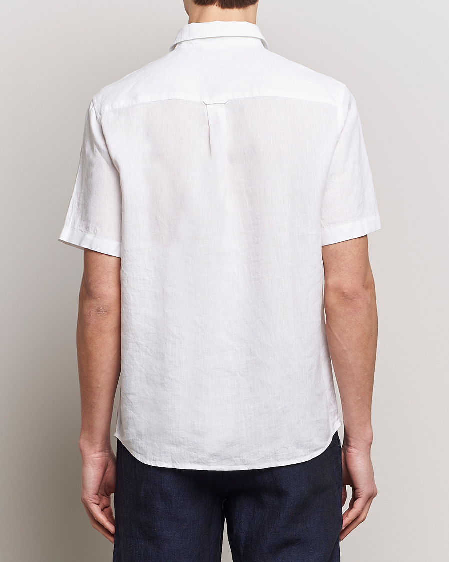 Herre | Skjorter | KnowledgeCotton Apparel | Regular Short Sleeve Linen Shirt Bright White