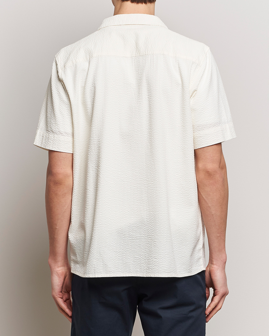 Herre | Skjorter | KnowledgeCotton Apparel | Short Sleeve Seersucker Shirt Egret
