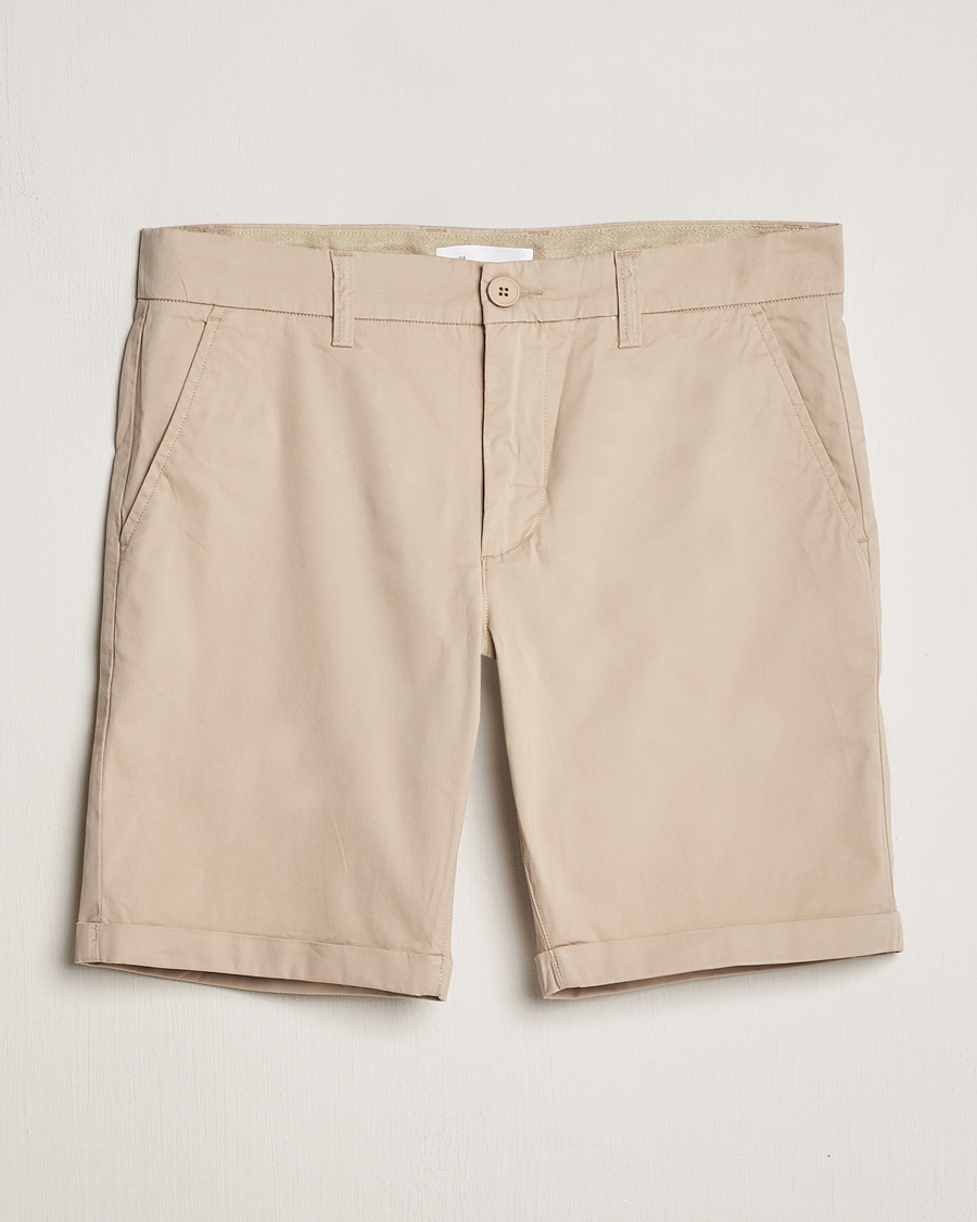 Herre | Shorts | KnowledgeCotton Apparel | Regular Chino Poplin Shorts Light Feather Grey