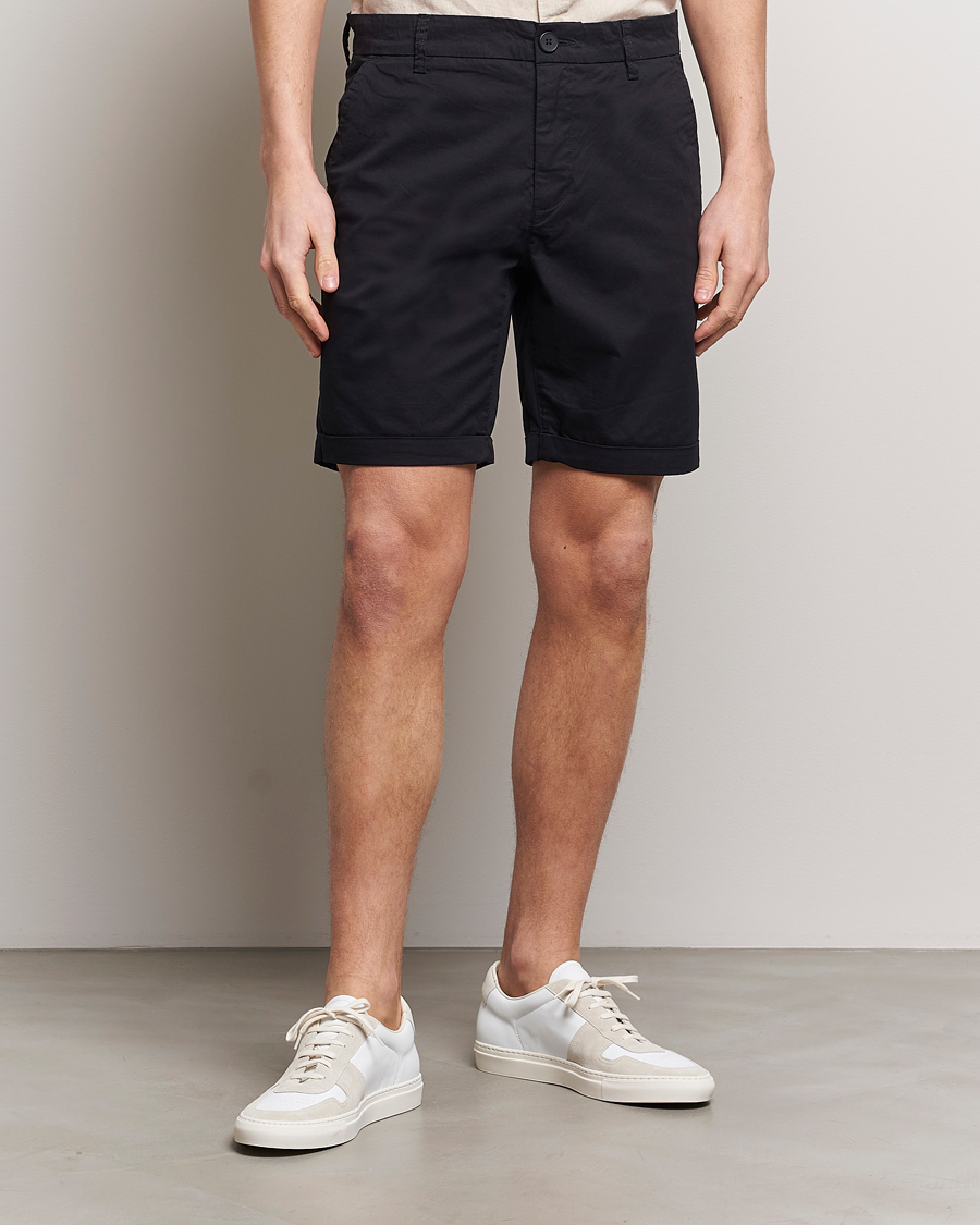 Herr |  | KnowledgeCotton Apparel | Regular Chino Poplin Shorts Jet Black