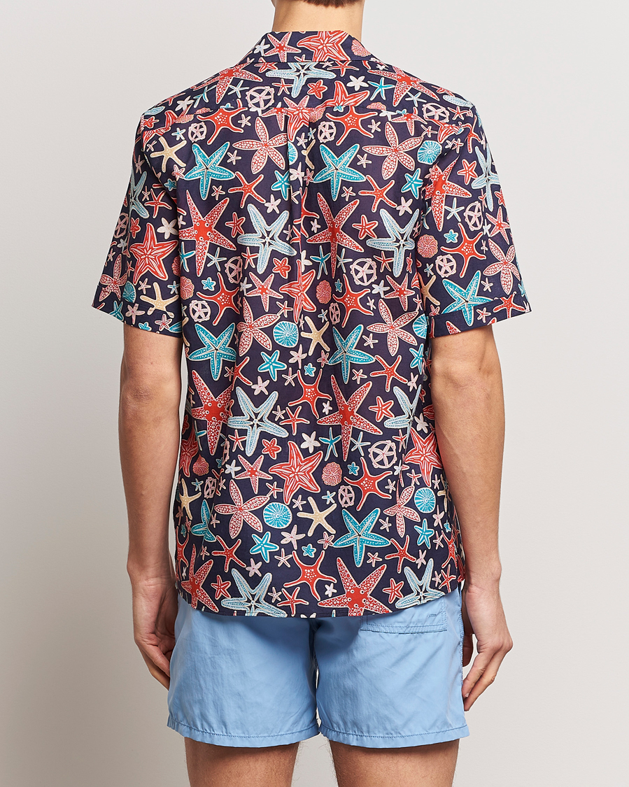 Herre | Skjorter | Vilebrequin | Charli Cotton/Linen Short Sleeve Shirt Bleu Marine