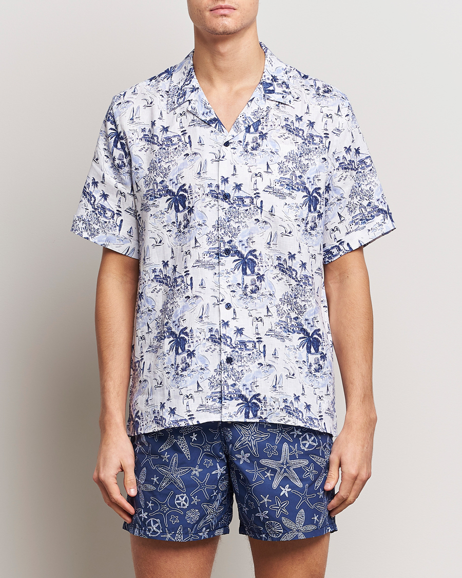 Herre | Skjorter | Vilebrequin | Charli Riviera Linen Short Sleeve Shirt Encre