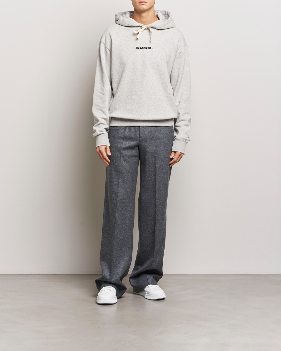 Herre | Trøjer | Jil Sander | Small Logo Cotton Hoodie Light Grey