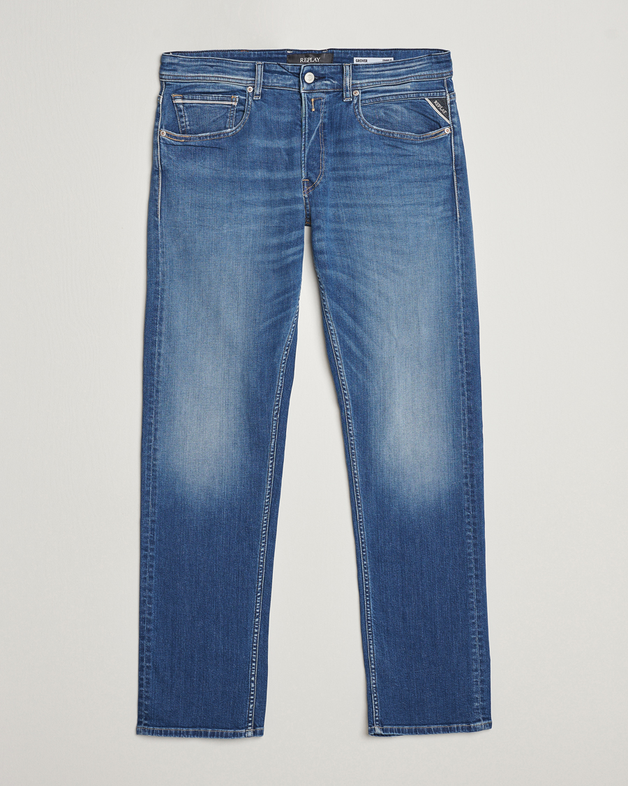 Herre | Jeans | Replay | Grover Straight Fit Stretch Jeans Medium Blue