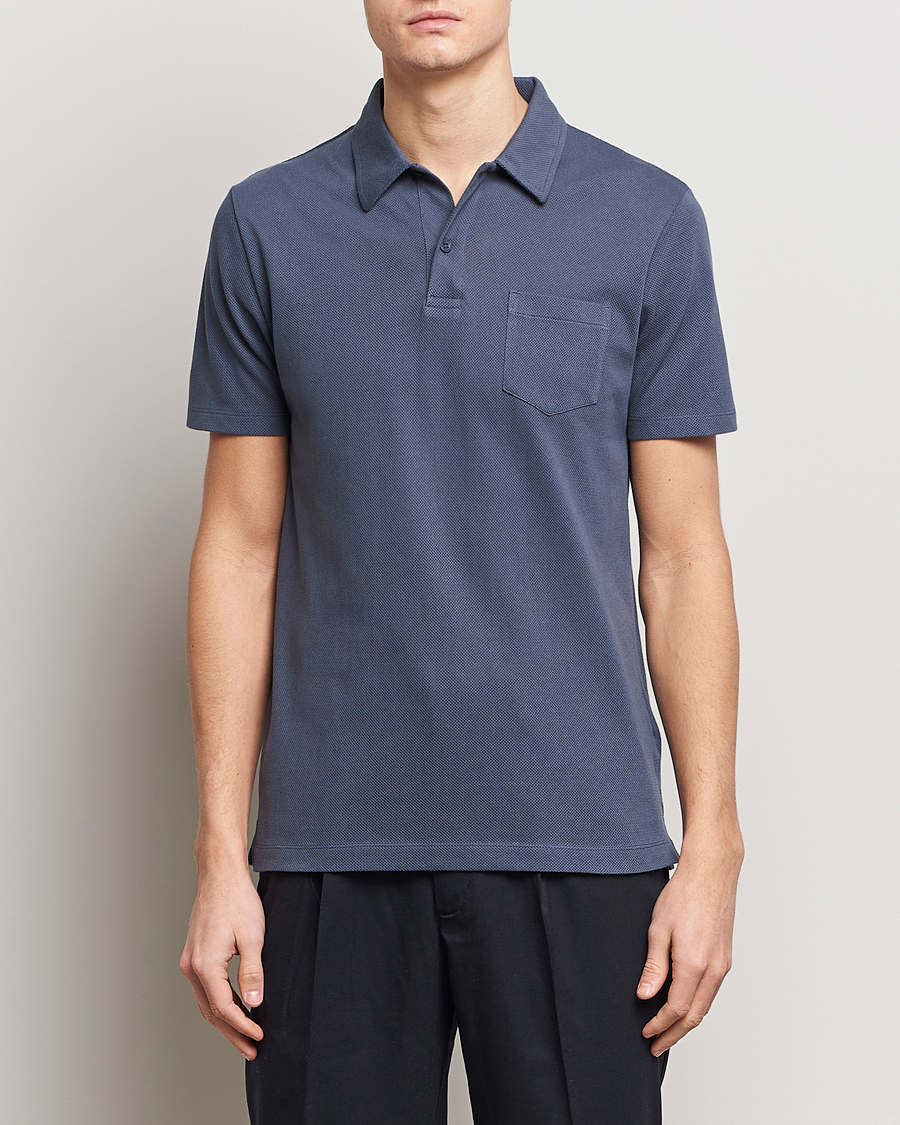 Herre |  | Sunspel | Riviera Polo Shirt Slate Blue