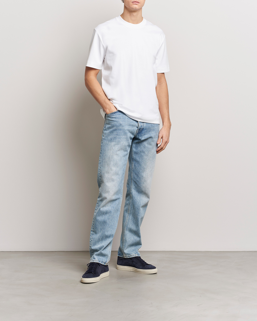 Herre | T-Shirts | Sunspel | Heavyweight Mock Neck T-Shirt White